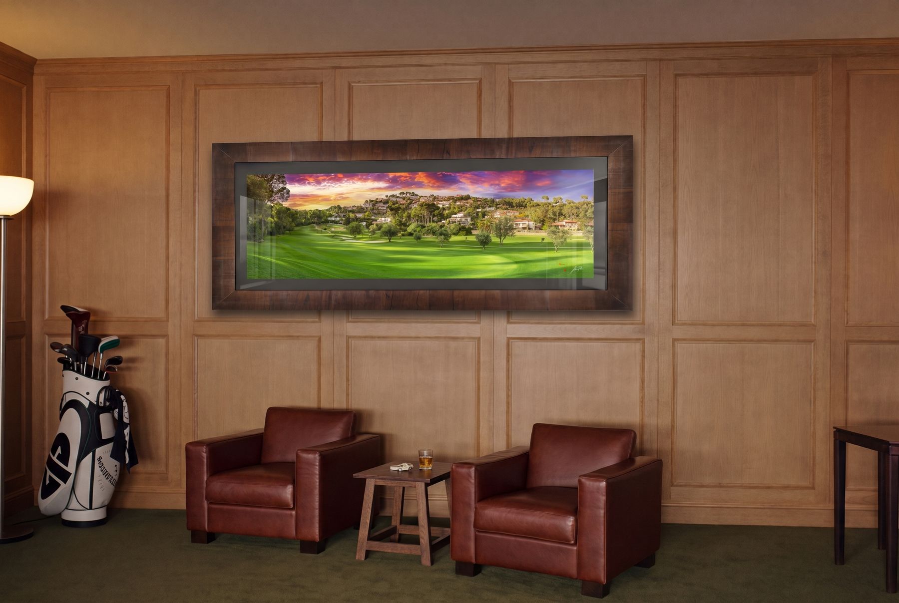 In the clubhouse lounge